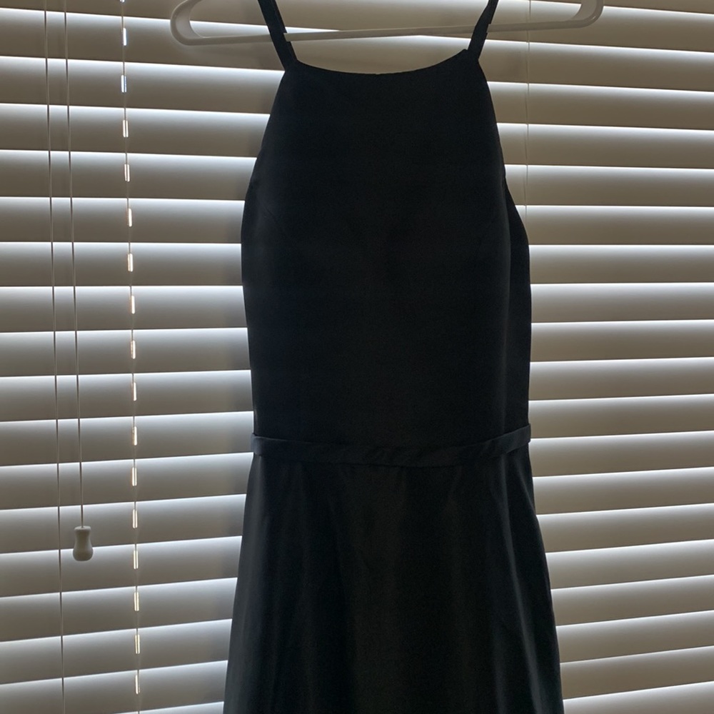 High Neck Black Floor Length Bridesmaids Dress - Picture 3 of 4